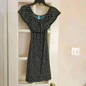 OP Ocean Pacific Black Off Shoulder Beach Vacation Dress Made in Mexico Large